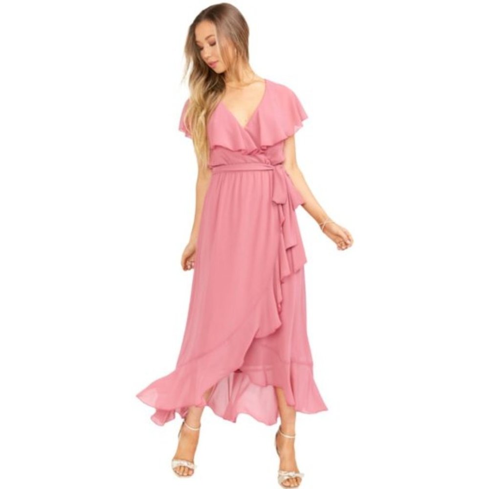Show Me Your Mumu Jess Ruffle Midi Dress Sunset Rose